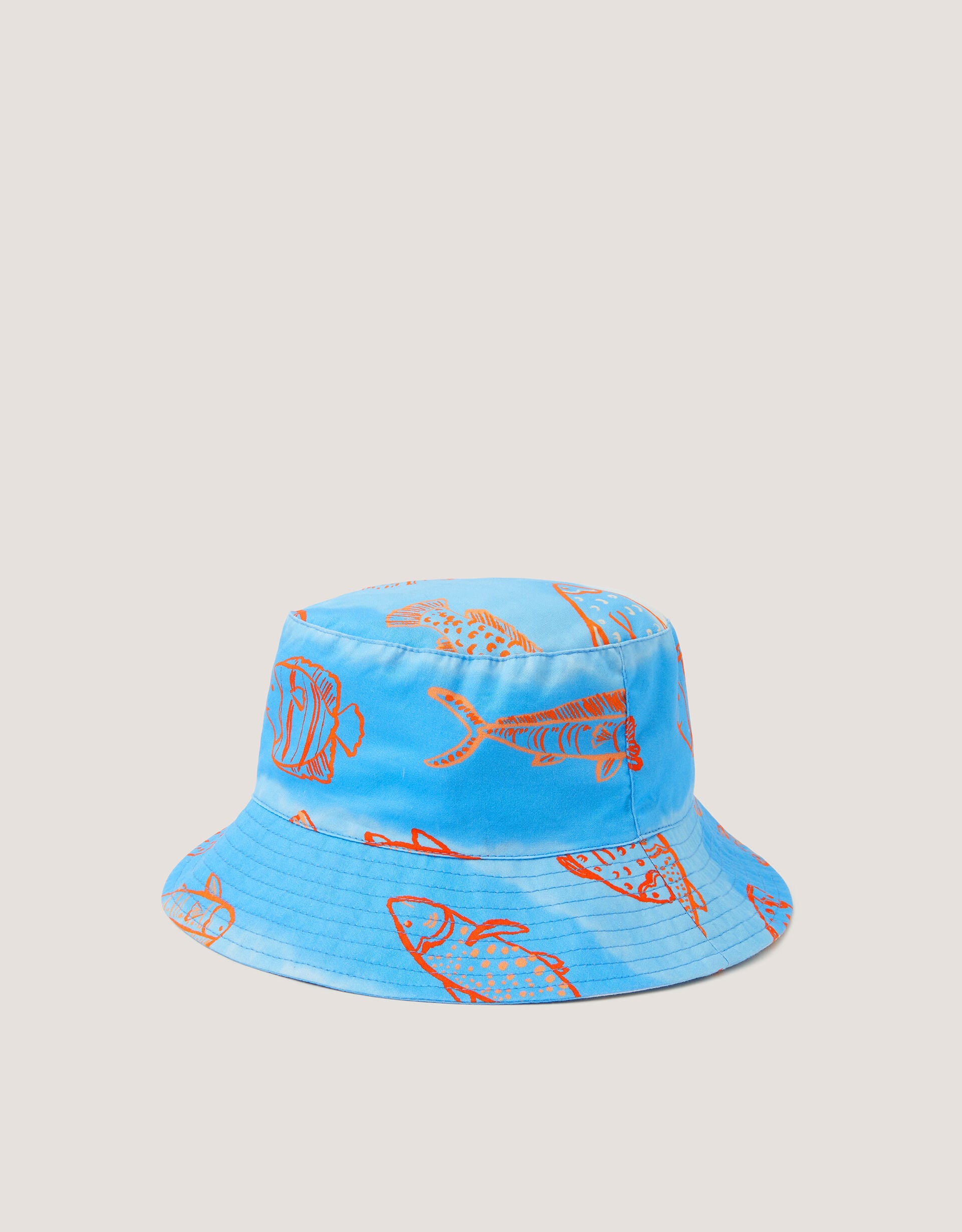 Fish Print Bucket Hat Blue