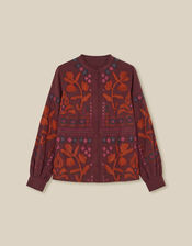 East Joseline Floral Embroidered Blouse, Red (BURGUNDY), large