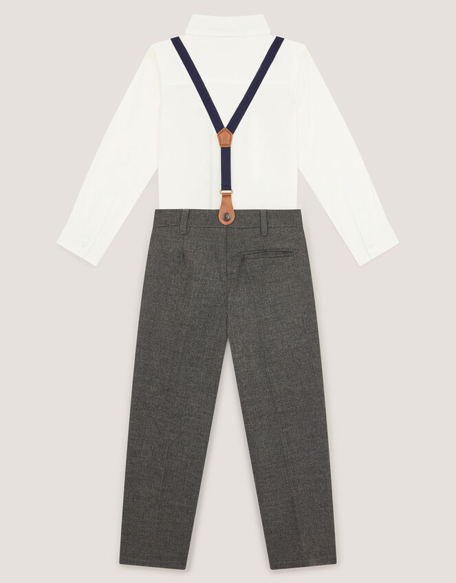 Arthur Herringbone 3-Piece Suit with Braces, Grey (GREY), large