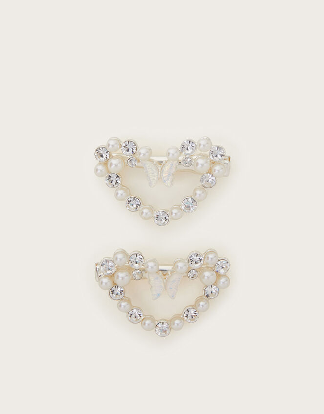 2-Pack Butterfly Heart Hair Clips, , large