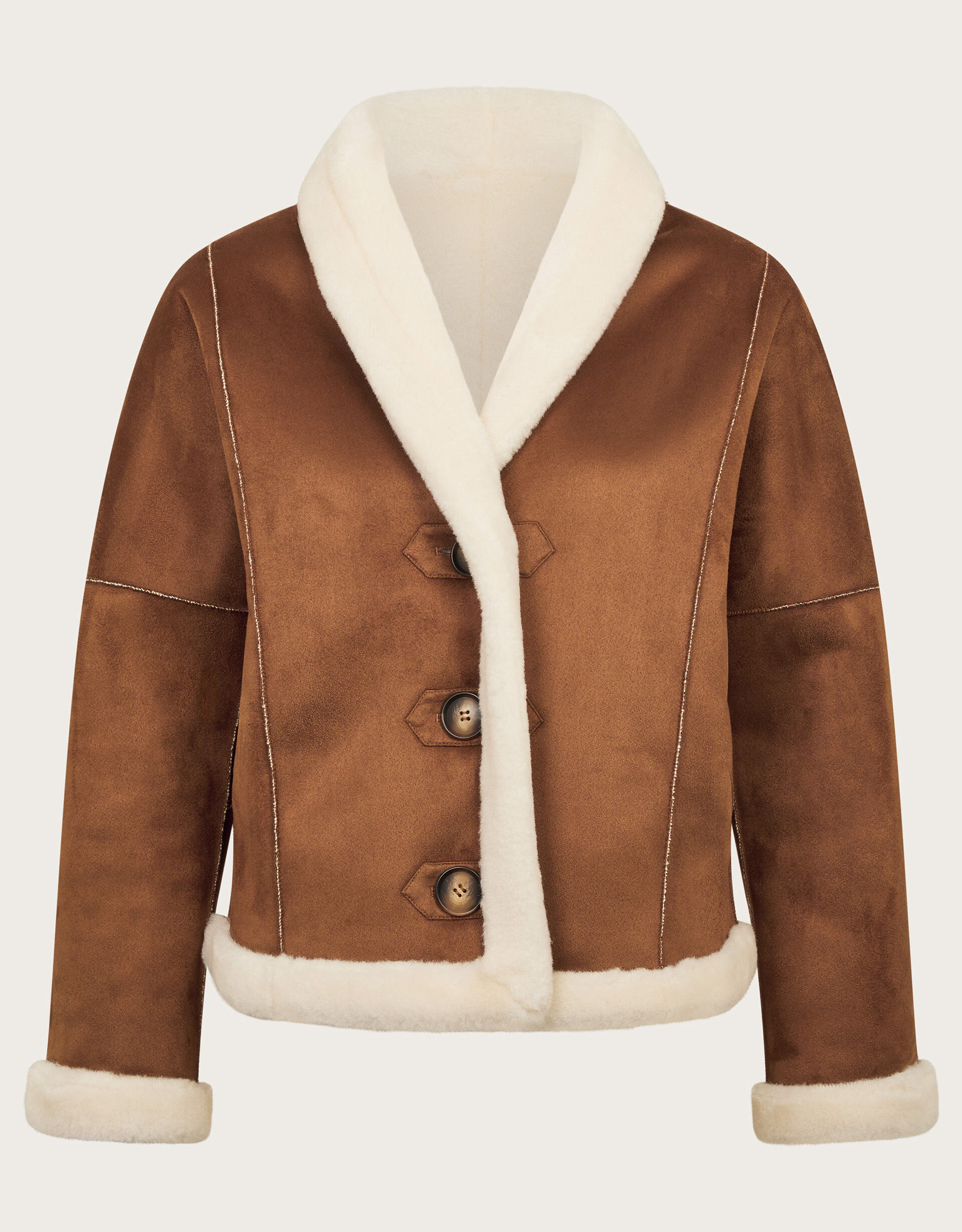 ジャケット ETMON Shearling Padded Reversible Jacket, Cream Jojo Reversible Faux Shearling Jacket Tan