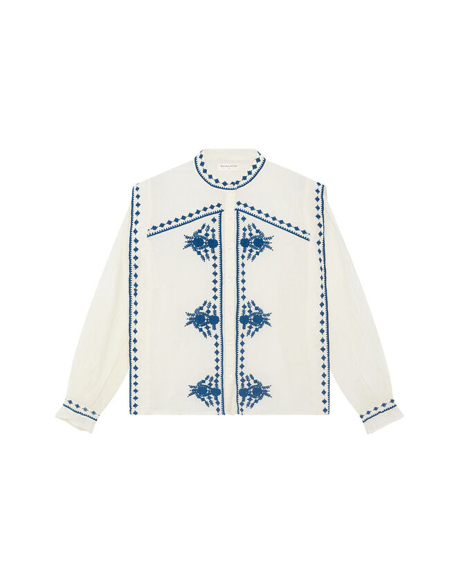 Maison Hotel Phillipa Embroidered Blouse, White (WHITE), large
