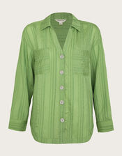 Sofia Long Sleeve Textured Shirt, Green (GREEN), large