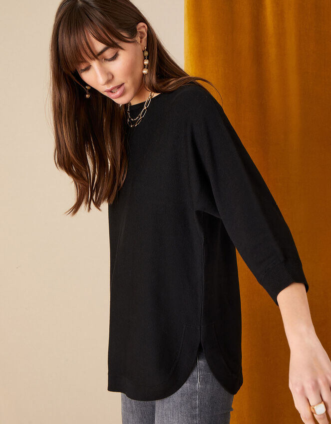 Zeena Zip-Back Hem Jumper , Black (BLACK), large