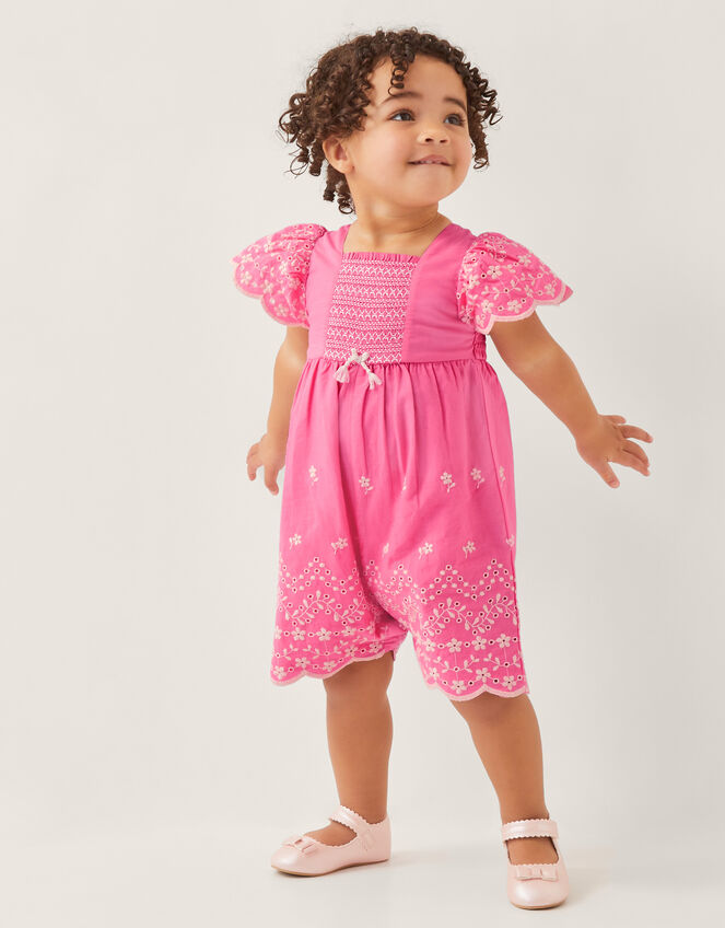 Baby Broderie Romper , Pink (PINK), large