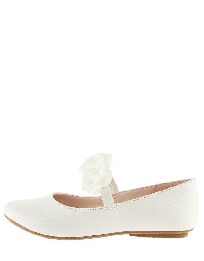 Shimmer Corsage Ballerina Flats , Ivory (IVORY), large