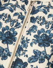 Floral Quilted Bomber Jacket, White (WHITE), large