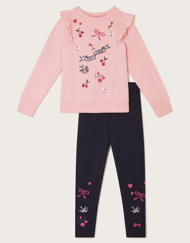 Love Embroidered Jumper and Leggings Set, Pink (PINK), large