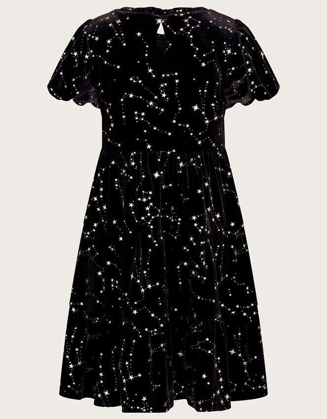 Cosmic Print Velvet Dress, Black (BLACK), large