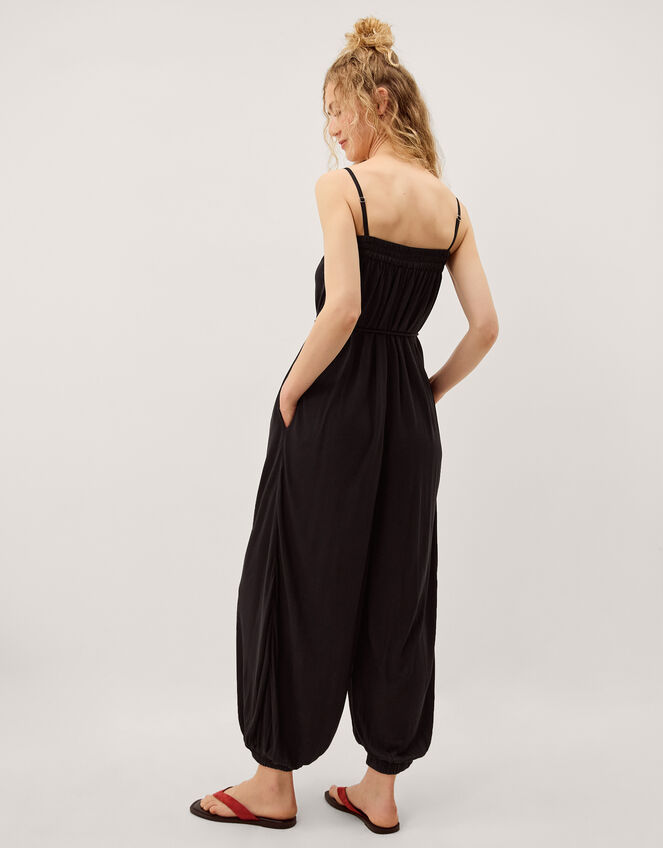 Matilda Embroidered Balloon Leg Jumpsuit, Black (BLACK), large