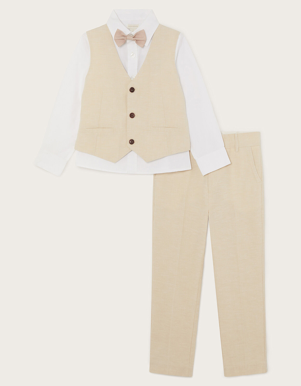 Four Piece Smart Linen Suit in Linen Blend Natural Boys Suits