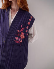 East Rayna Embroidered Quilted Gilet, Blue (NAVY), large