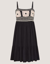 Crochet Sleeveless Dress, Black (BLACK), large