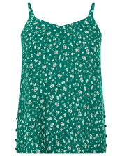 Poppy Floral Cami Top with Sustainable Viscose, Green (GREEN), large