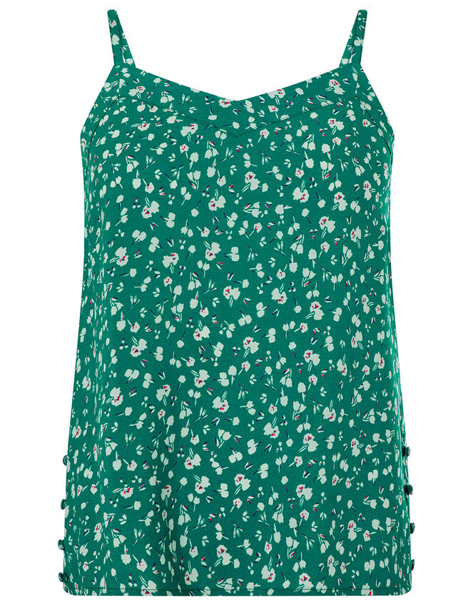 Poppy Floral Cami Top with Sustainable Viscose, Green (GREEN), large
