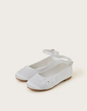 Communion Flower Ballet Flats, White (WHITE), large