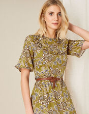 Suranne Heritage Print Bib Dress, Yellow (OCHRE), large