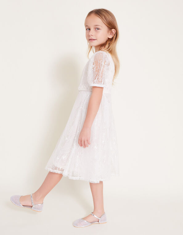 Lace Embellished Belt Dress, Ivory (IVORY), large