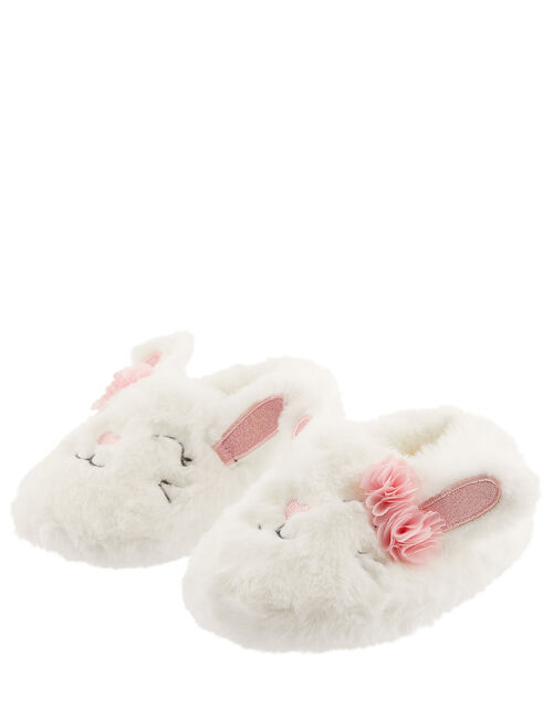 Bunny Fluffy Slippers Ivory Girls' Slippers Monsoon UK.