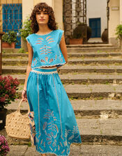Petite Mendigote Tifaine Sleeveless Embroidered Top, Blue (BLUE), large