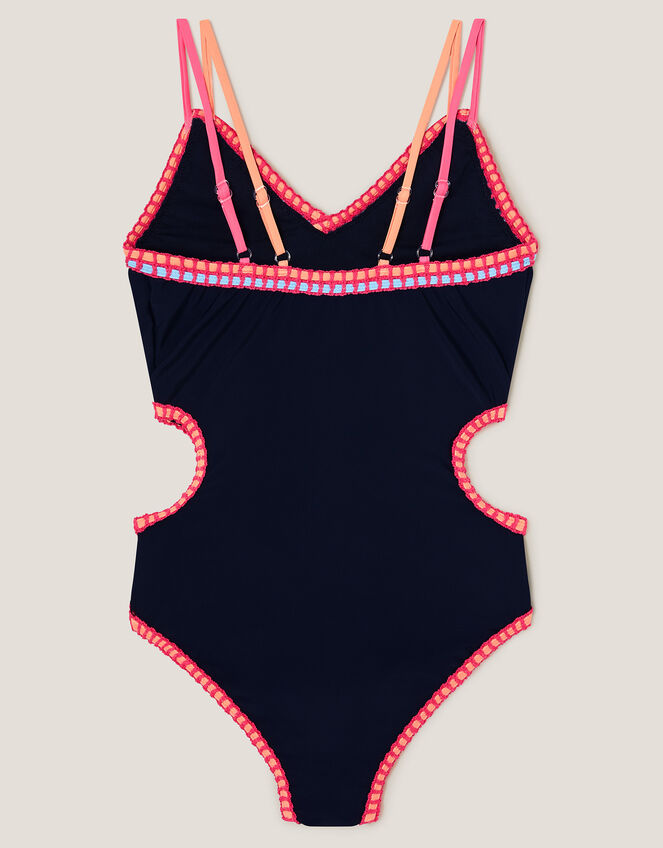 Blanket Stitch Cut-Out Swimsuit, Black (BLACK), large