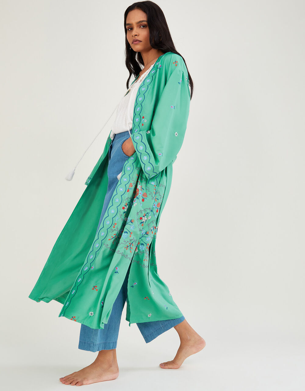 Women Women's Clothing | Sylvia Embroidered Kimono Green - KF08968