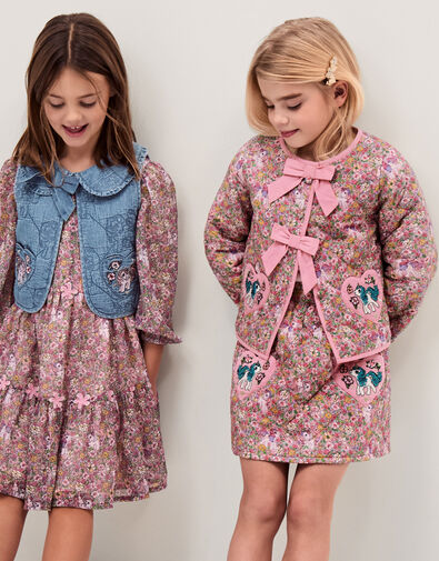 Monsoon x My Little Pony Floral Quilted Jacket, Multi (MULTI), large