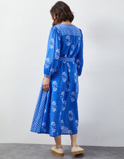 East Amber Floral Print Midi Dress, Blue (BLUE), large