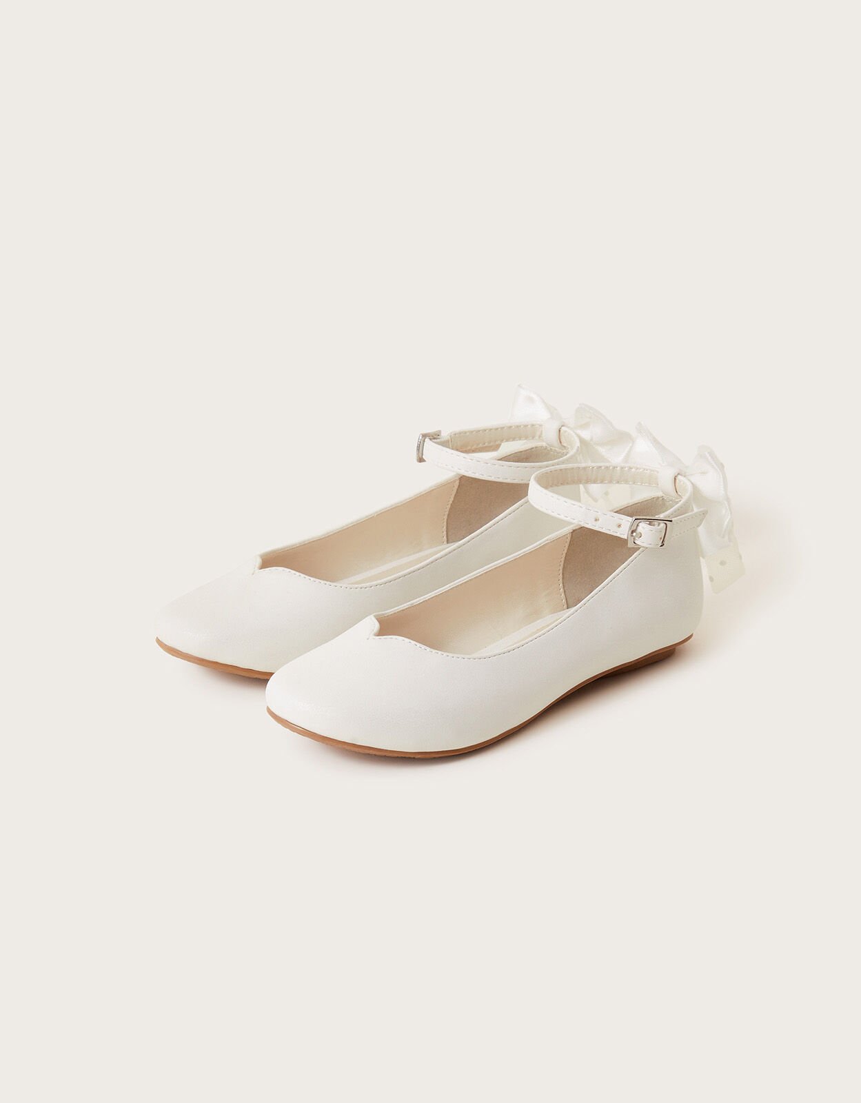 Spot Bow Communion Ballet Flats White