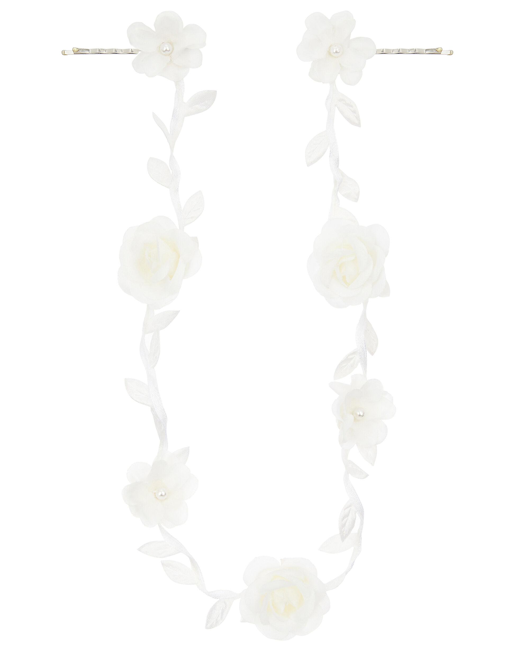 Flower and Pearl Trellis Hair Grips, , large