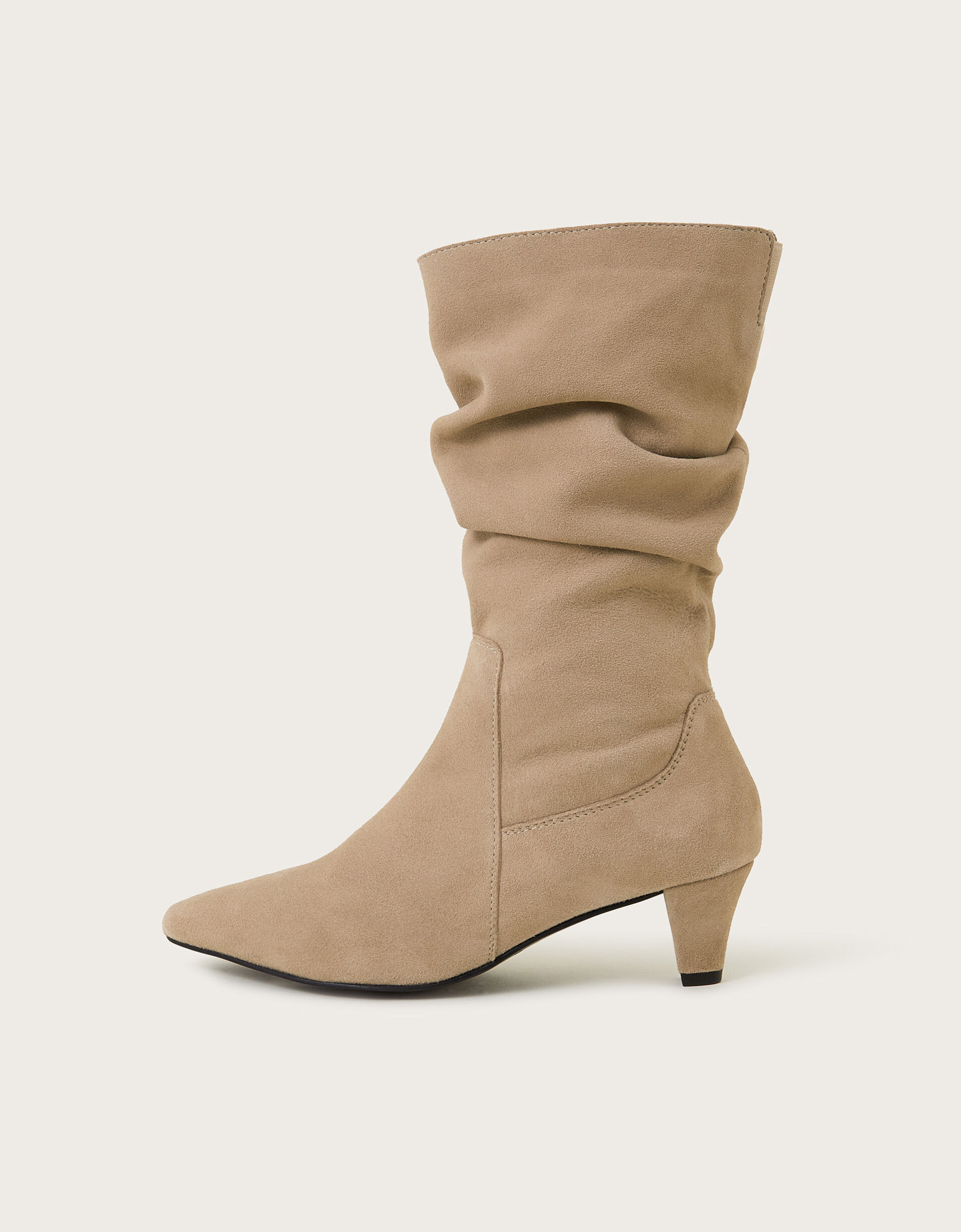 Nina Suede Ruched Boots Natural Women s Shoes Monsoon UK