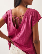 Elena Embroidered V-Neck Jersey T-Shirt, Pink (PINK), large