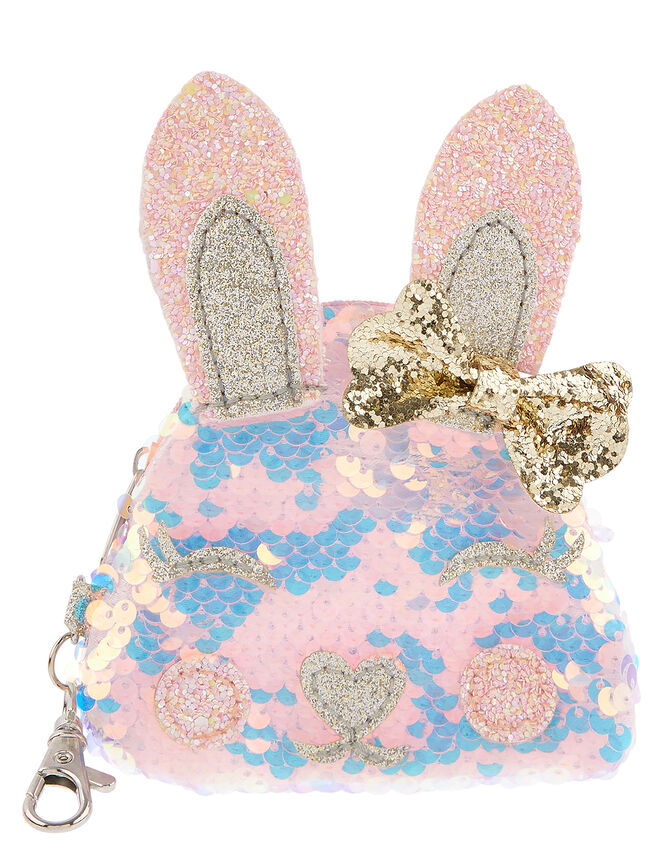 Suzie Sequin Bunny Keyring Purse, , large
