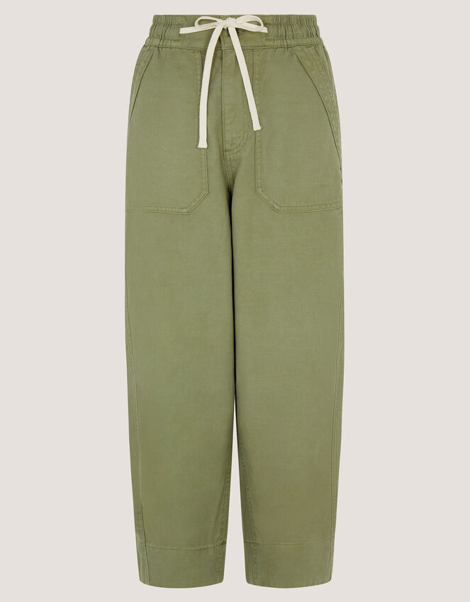 Megan Cropped Barrel Trousers, Green (KHAKI), large