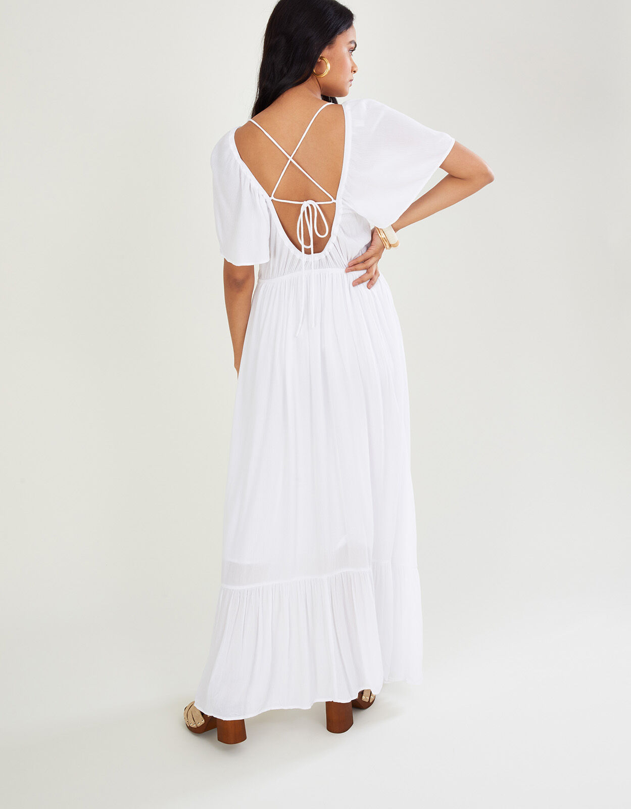 White crochet trim maxi cover hot sale up