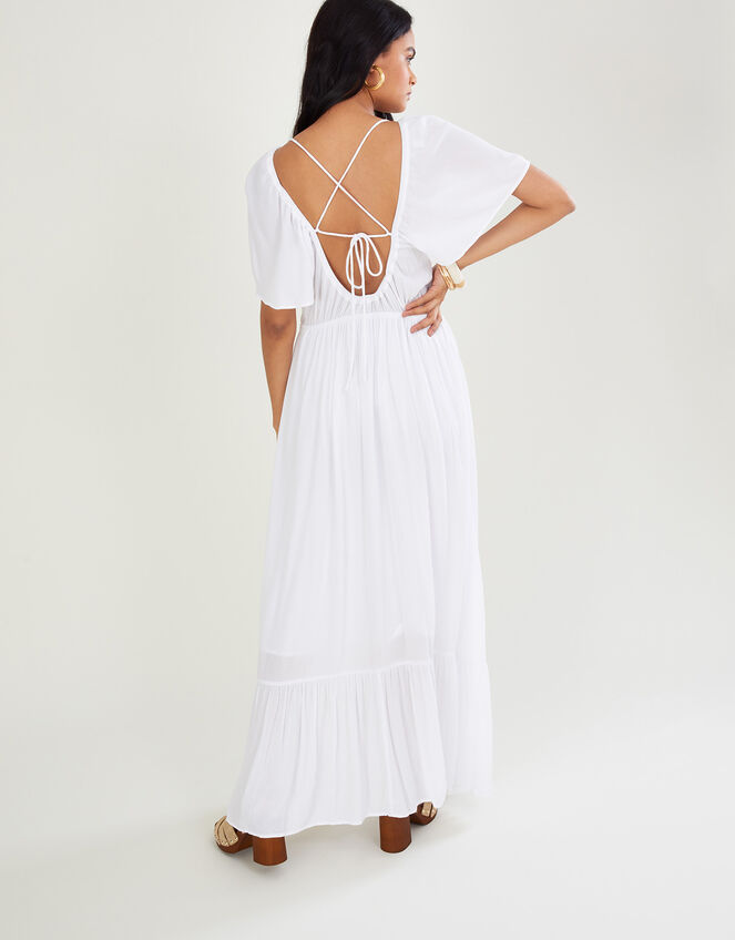 Crochet Trim Dress, White (WHITE), large