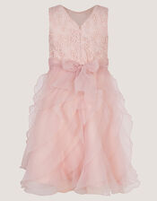 Daisy Embroidered Ruffle Party Dress, Pink (PINK), large