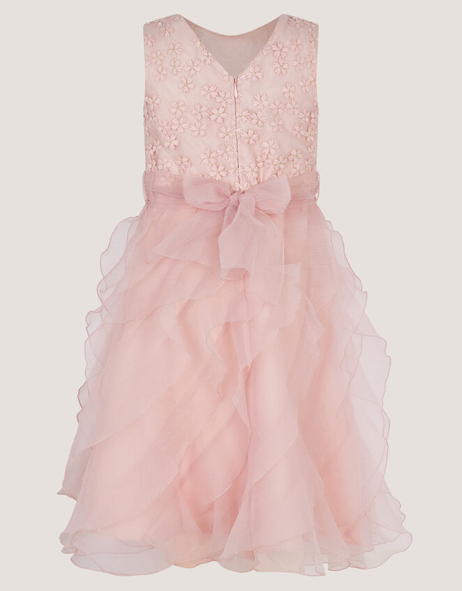 Daisy Embroidered Ruffle Party Dress, Pink (PINK), large