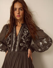Josephine Embellished Maxi Dress , Brown (CHOCOLATE), large