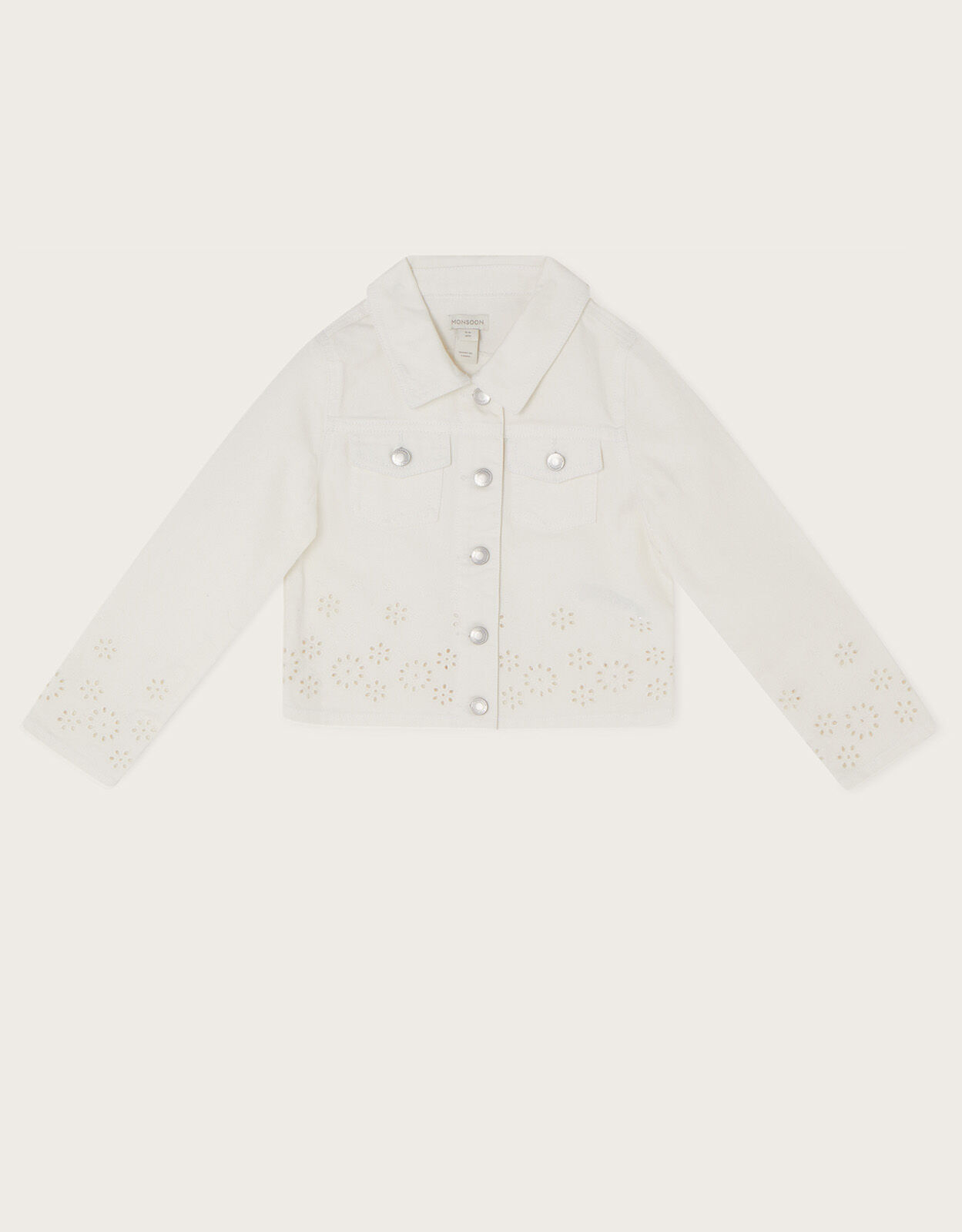 Broderie Schiffli Denim Jacket White
