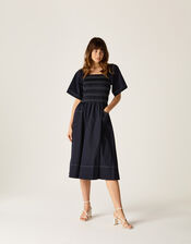 Mirla Beane Puff Sleeve Dress, Blue (NAVY), large
