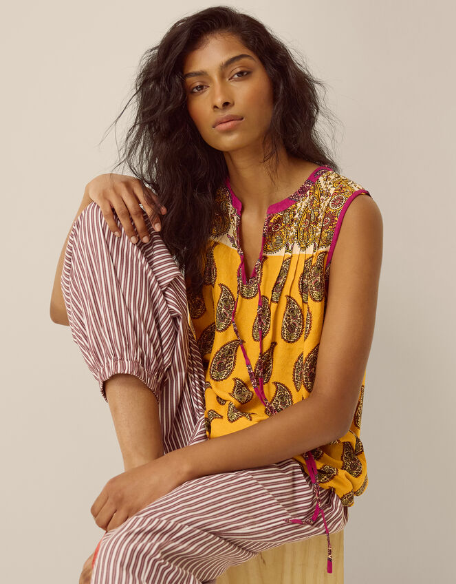 Magdalena Sleeveless Paisley Top Yellow