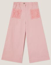 Crochet Pocket High-Waist Trousers, Pink (PINK), large