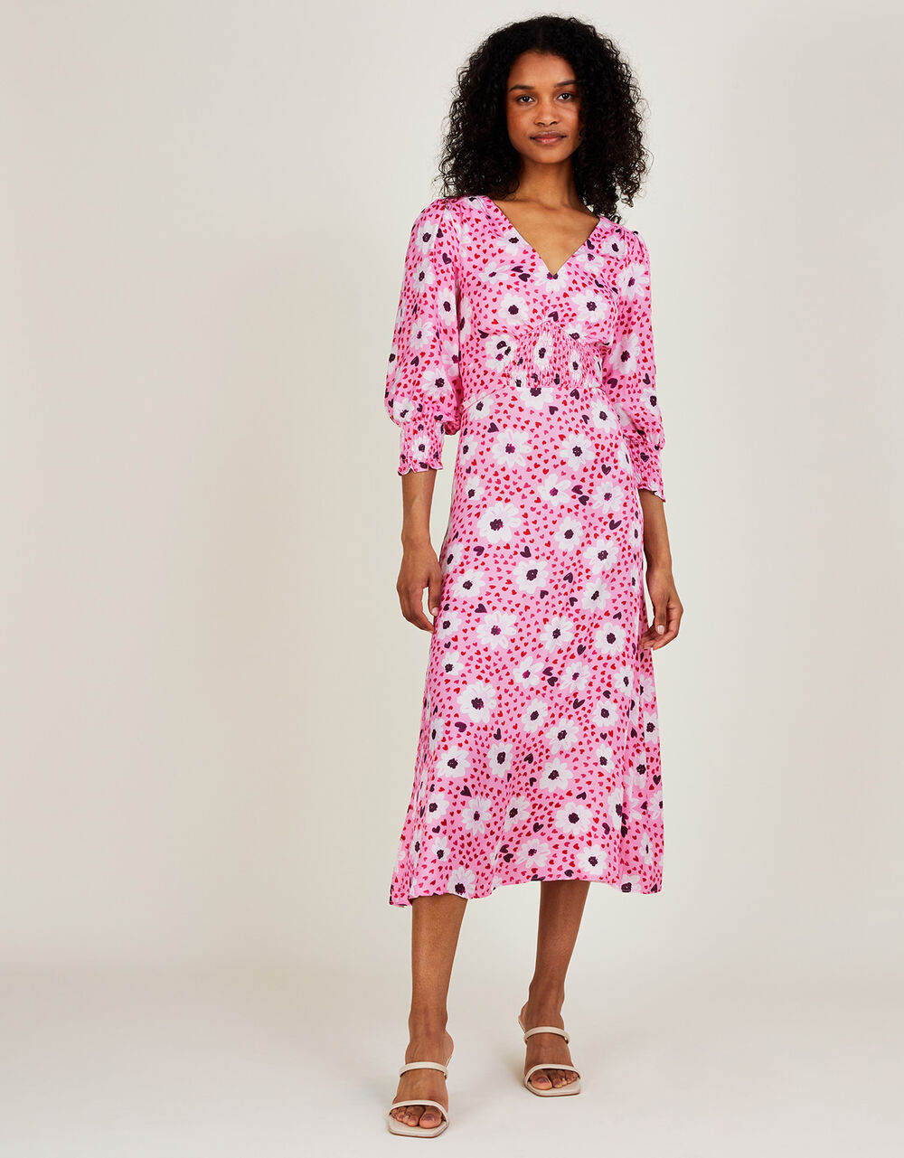 Women Dresses | Daley Daisy Print Midi Dress Pink - PM82111