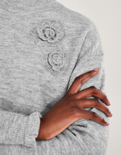 Char Corsage Jumper, Grey (GREY MARL), large