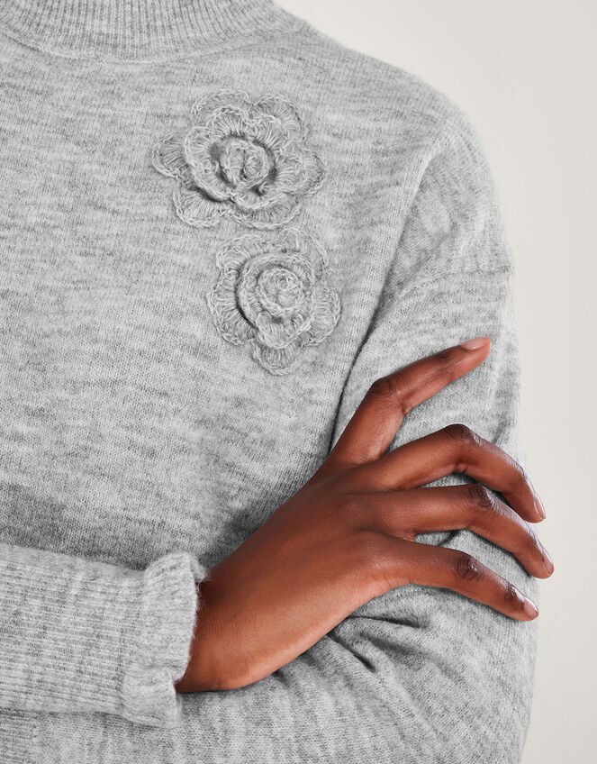 Char Corsage Jumper, Grey (GREY MARL), large