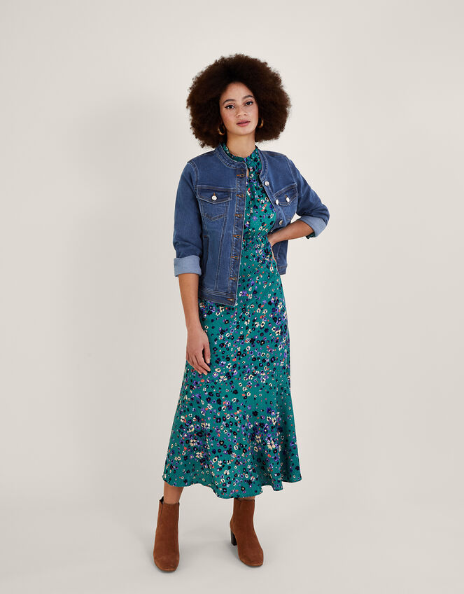 Cassey Collarless Denim Jacket, Blue (DENIM BLUE), large