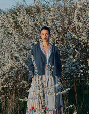 East Rylea Placement Print Cotton Midi Dress, Blue (BLUE), large