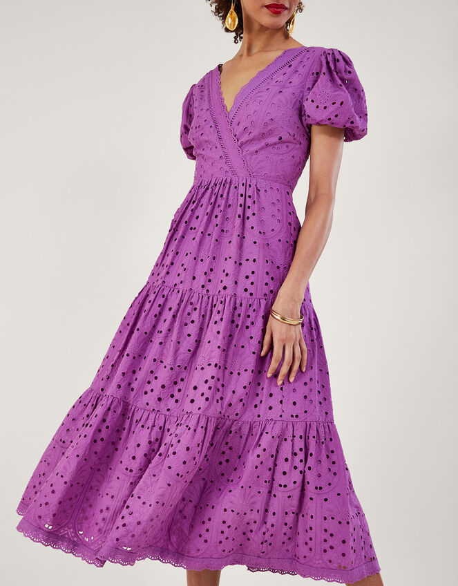 Fabiola Broderie Dress, Purple (PURPLE), large