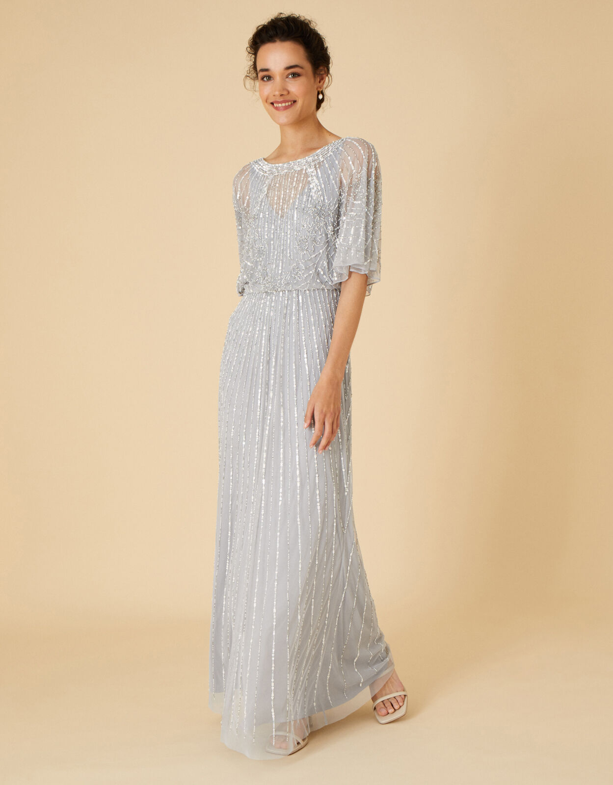 Silver evening store dresses uk